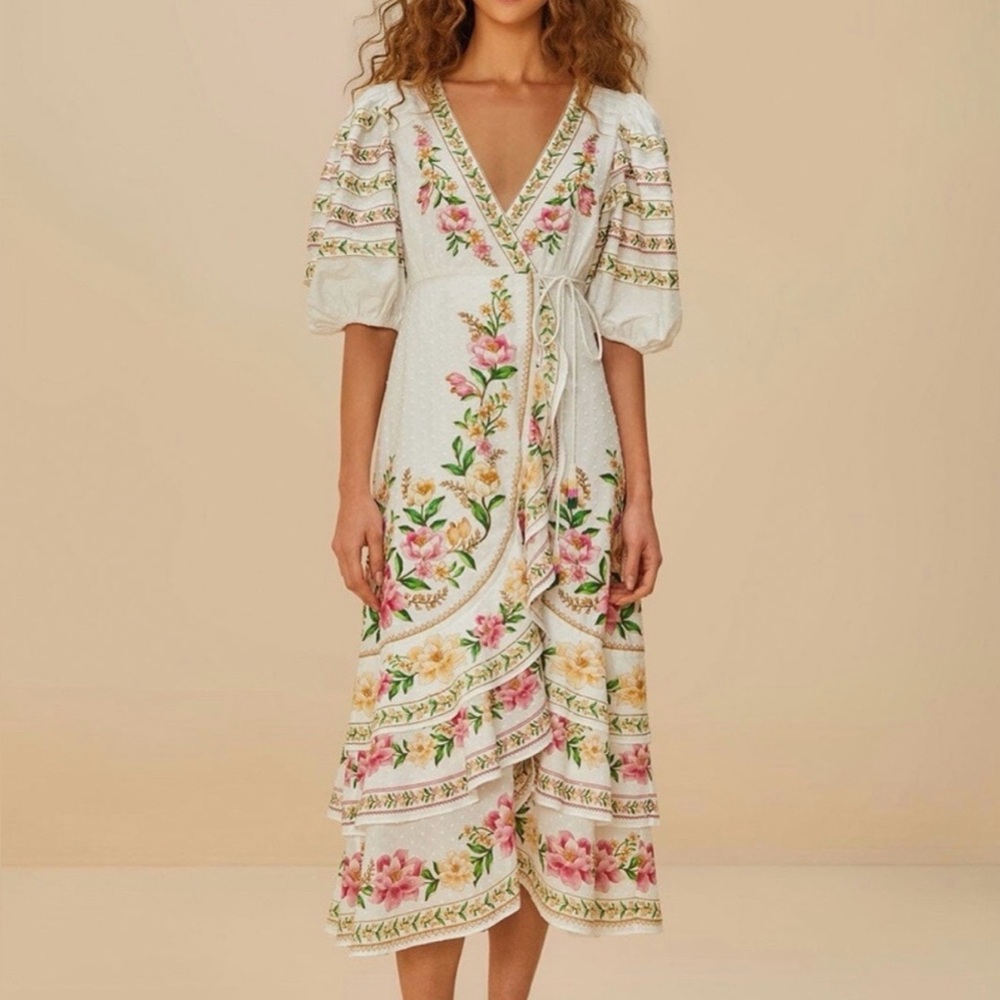 FARM Rio Palm Dream Midi Wrap Dress, NWT ๐ง๐ท - Picture 6 of 16